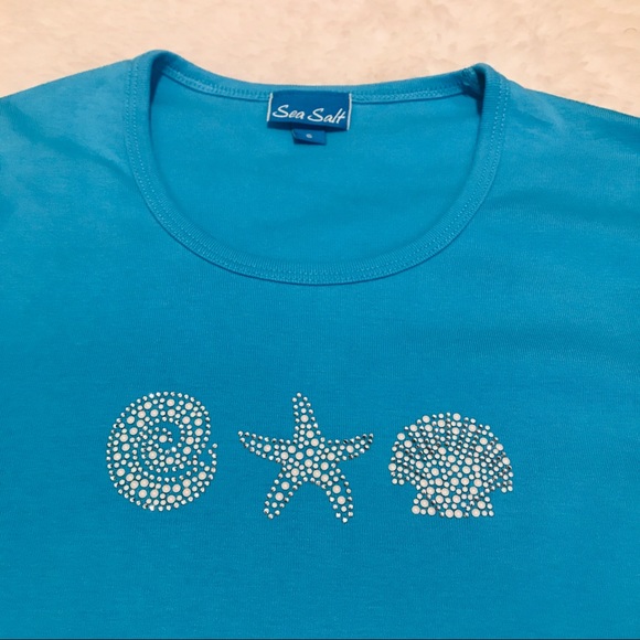 NWOT Sea Salt Women’s Top w/ beads/rhinestones szS - Picture 2 of 8